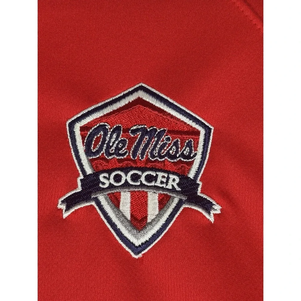 Ole Miss Rebels Soccer Shirt Mens XL Red NCAA Golf Nike Dri Fit Polo Collared